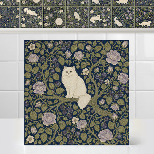 William Morris Weiße Perserkatze Zweig Bower Fliese