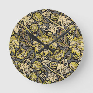 William Morris Wey Floral Wallpaper Runde Wanduhr
