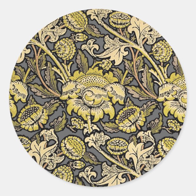 William Morris Wey Floral Wallpaper Runder Aufkleber (Vorderseite)