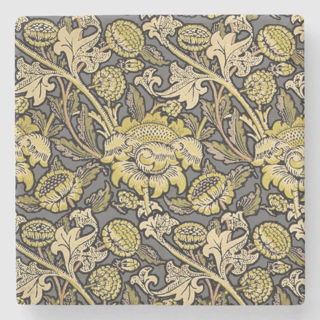 William Morris Wey Floral Wallpaper Steinuntersetzer (Vorderseite)