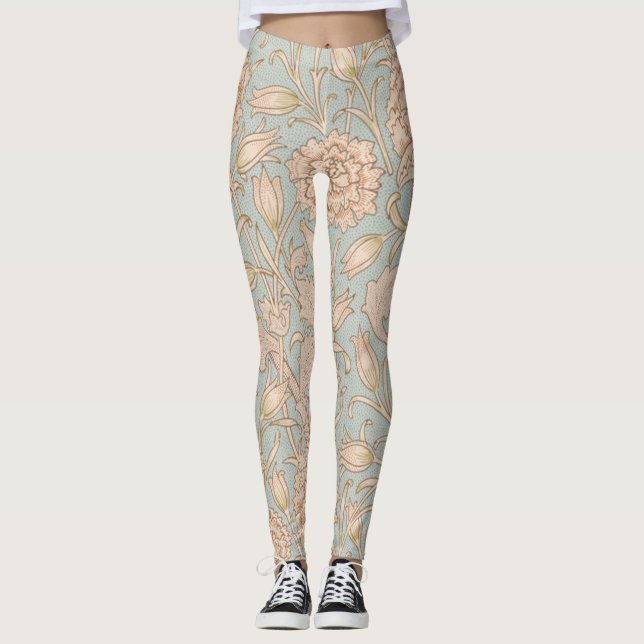 William Morris Wild Tulip Blume Floral Design Leggings (Vorderseite)