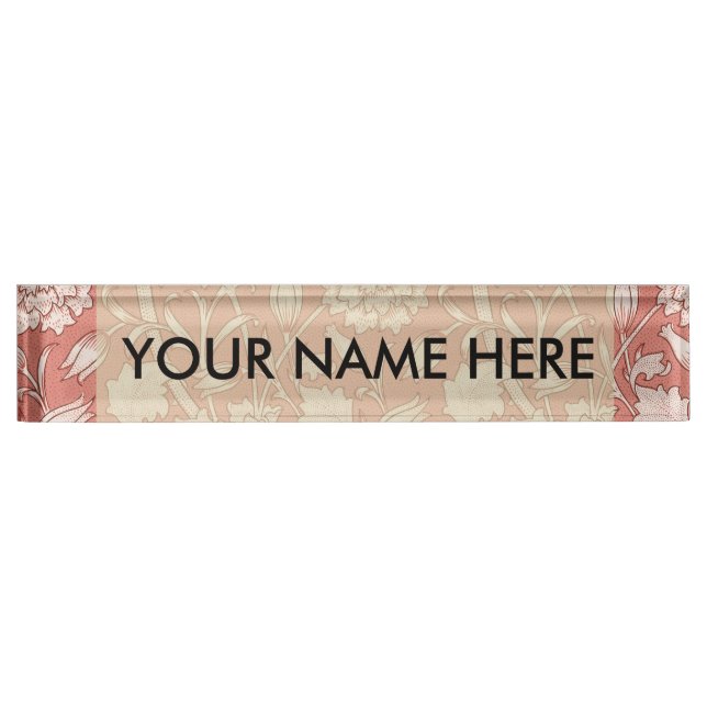 William Morris Wild Tulip Classic Viktorianisch De Namensplakette (Vorderseite)