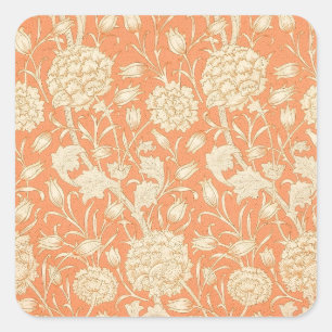 William Morris Wilde Tulpe Orange Florale Kunst Quadratischer Aufkleber