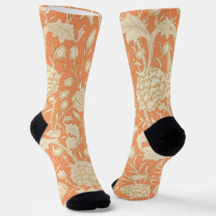 William Morris Wilde Tulpe Orange Florale Kunst Socken
