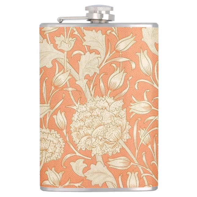 William Morris Wilde Tulpe Vintage Blumenmuster Flachmann (Vorderseite)