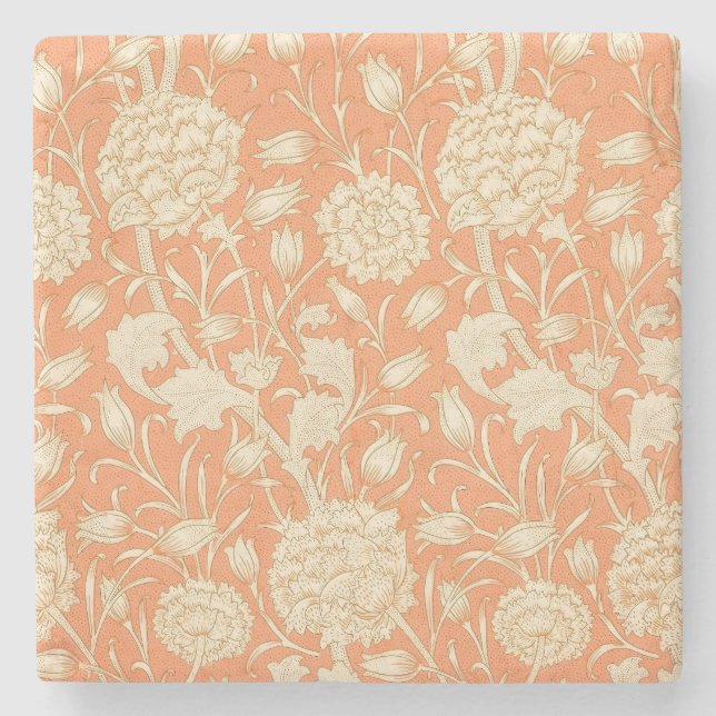 William Morris Wilde Tulpe Vintage Blumenmuster Steinuntersetzer (Vorderseite)