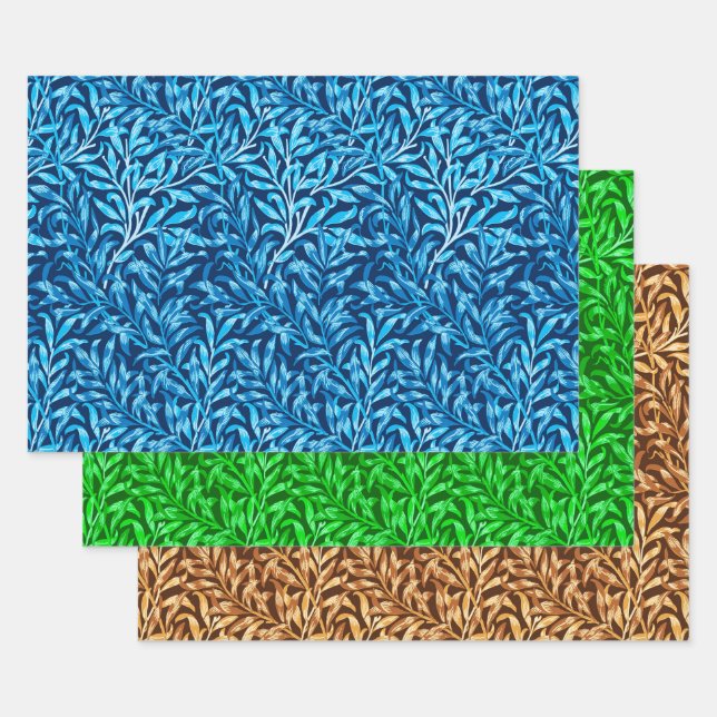 William Morris Willow, Blue, Green & Brown Geschenkpapier Set (Set)