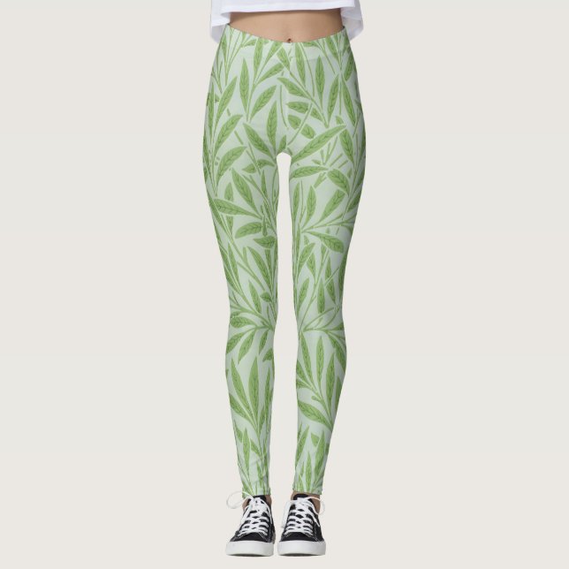 William Morris Willow Blume Classic Green Leggings (Vorderseite)