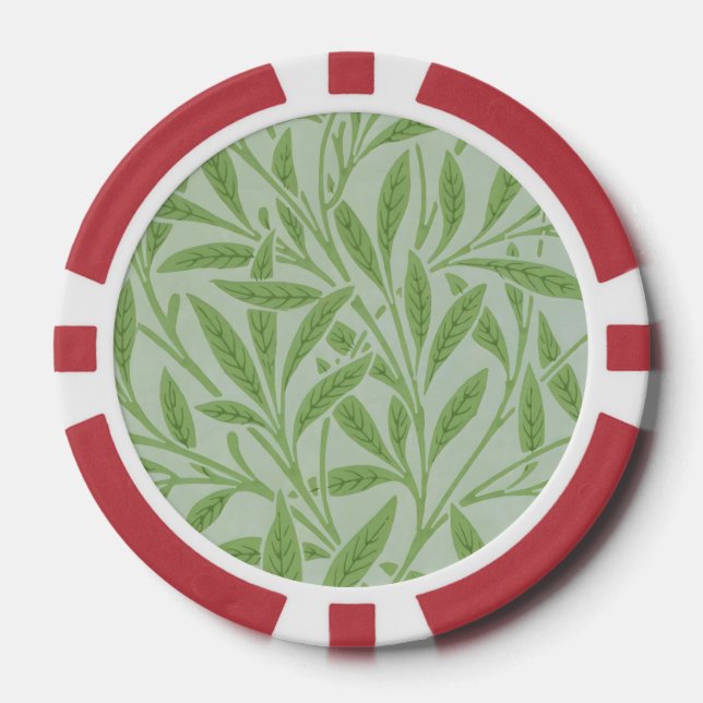 William Morris Willow Blume Classic Green Pokerchips (Vorderseite)