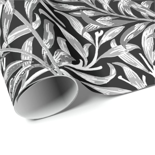 William Morris Willow Bough, Black, White & Gray Geschenkpapier (Rolleneckpunkt)