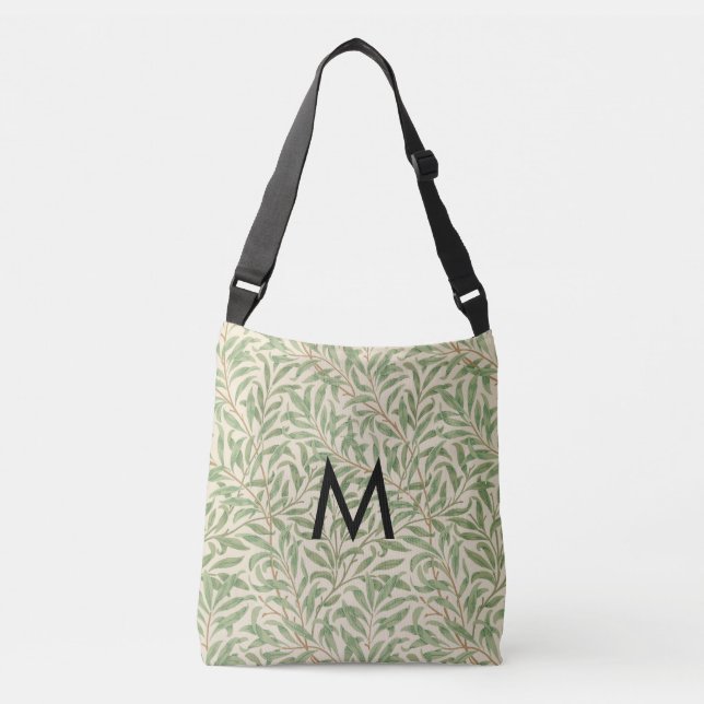 William Morris Willow Bough Botanical Mit Monogram Tragetaschen Mit Langen Trägern (Vorderseite)