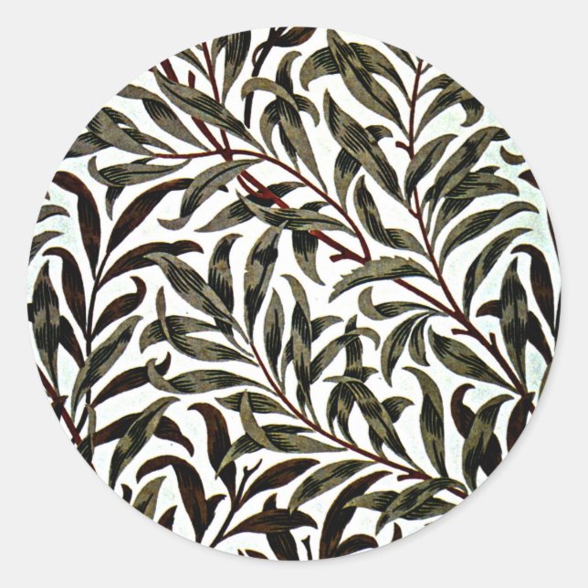 William Morris - Willow Bough Runder Aufkleber (Vorderseite)