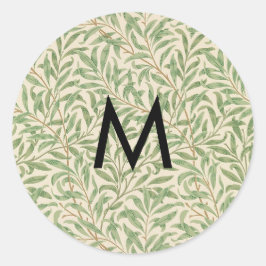 William Morris Willow Bough Vintag Leaf Monogram Runder Aufkleber