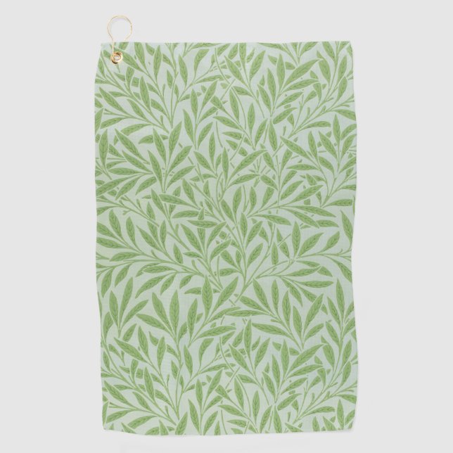William Morris Willow Flower Classic Green Golfhandtuch (Vorderseite)