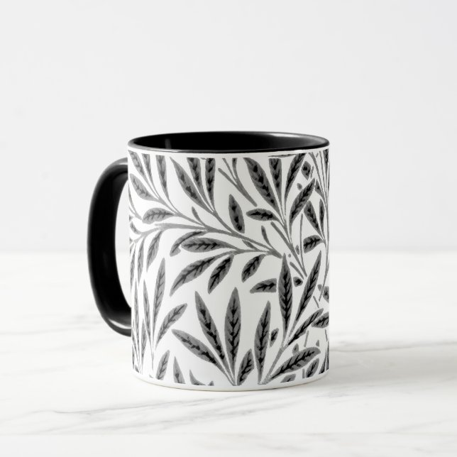 William Morris Willow Muster, grau, schwarz und we Tasse (Vorderseite Links)