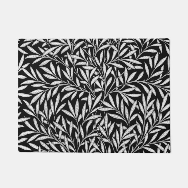 William Morris Willow Muster, Schwarz und Weiß Fußmatte (Vorderseite)