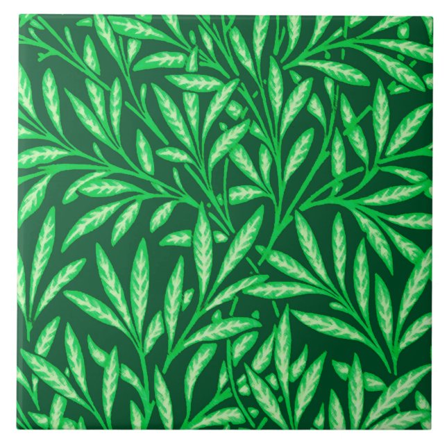 William Morris Willow Pattern, Emerald Green Fliese (Vorderseite)