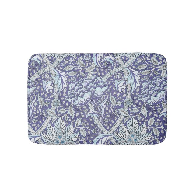 William Morris Windrush Blaues Blumenmuster Badematte (Vorderseite)