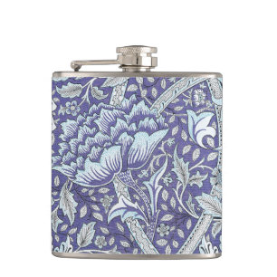 William Morris Windrush Blaues Blumenmuster Flachmann