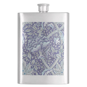 William Morris Windrush Blaues Blumenmuster Flachmann