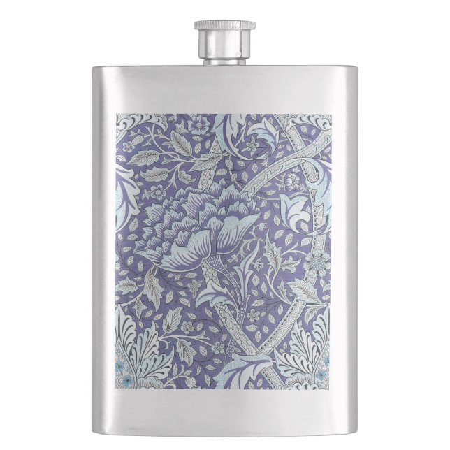 William Morris Windrush Blaues Blumenmuster Flachmann (Vorderseite)