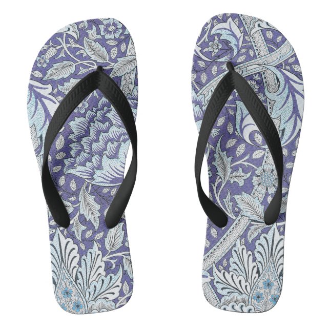 William Morris Windrush Blaues Blumenmuster Flip Flops (Fußbett)