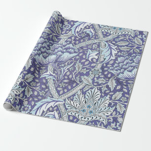 William Morris Windrush Blaues Blumenmuster Geschenkpapier