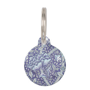 William Morris Windrush Blaues Blumenmuster Haustiermarke
