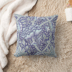 William Morris Windrush Blaues Blumenmuster Kissen