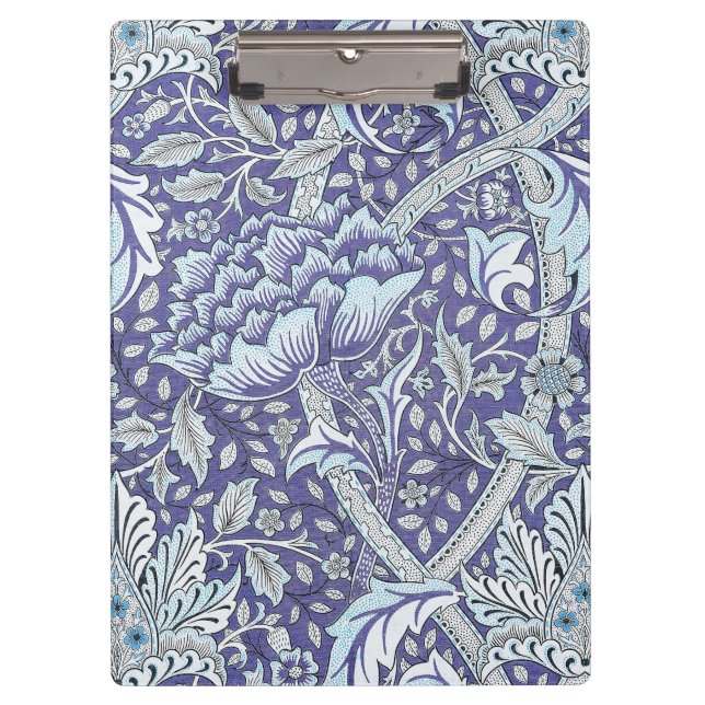 William Morris Windrush Blaues Blumenmuster Klemmbrett (Vorderseite)