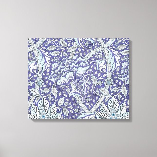 William Morris Windrush Blaues Blumenmuster Leinwanddruck (Vorderseite)
