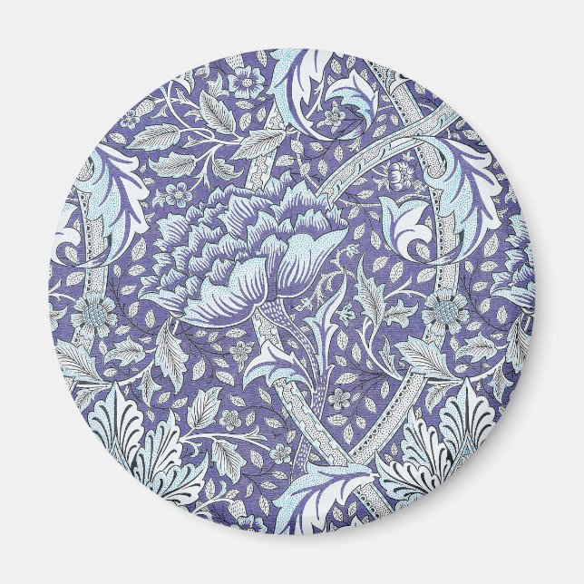 William Morris Windrush Blaues Blumenmuster Magnet (Vorne)
