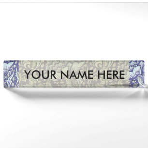 William Morris Windrush Blaues Blumenmuster Namensplakette