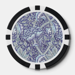 William Morris Windrush Blaues Blumenmuster Pokerchips