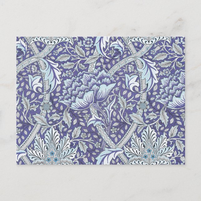William Morris Windrush Blaues Blumenmuster Postkarte (Vorderseite)