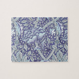 William Morris Windrush Blaues Blumenmuster Puzzle