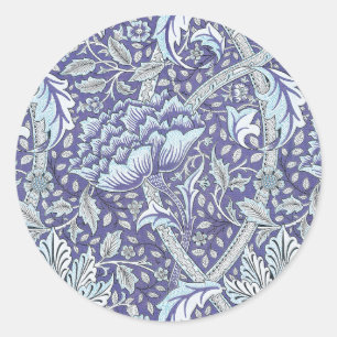 William Morris Windrush Blaues Blumenmuster Runder Aufkleber