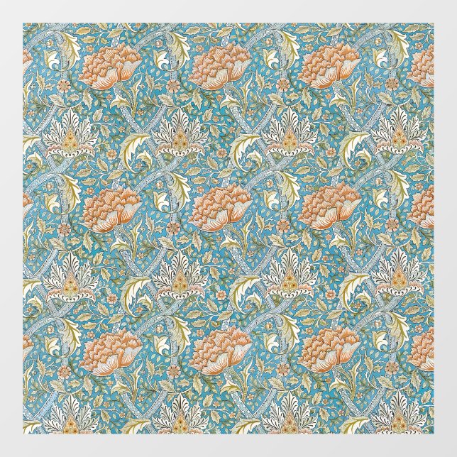 William Morris Windrush Blumengestaltung Blau Fensteraufkleber (Blatt)