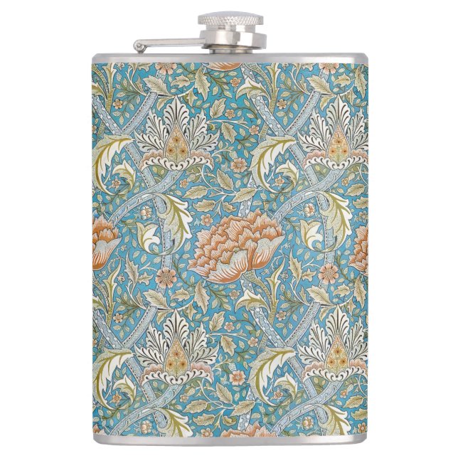 William Morris Windrush Blumengestaltung Blau Flachmann (Vorderseite)