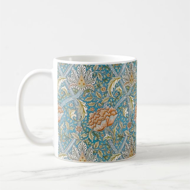 William Morris Windrush Blumengestaltung Blau Kaffeetasse (Links)