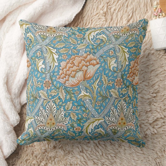 William Morris Windrush Blumengestaltung Blau Kissen (Decke)