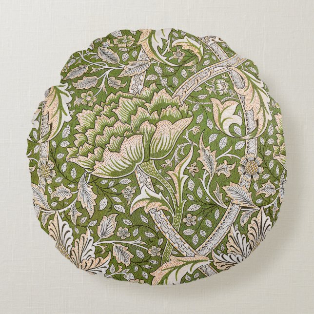 William Morris Windrush Blumenmuster Classic Rundes Kissen (Vorderseite)