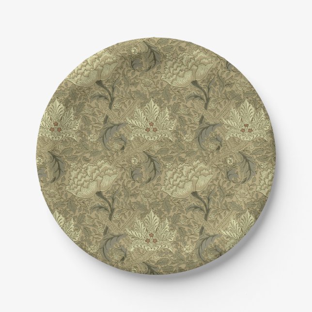 William Morris Windrush Blumenmuster: Vintage Pappteller (Vorderseite)