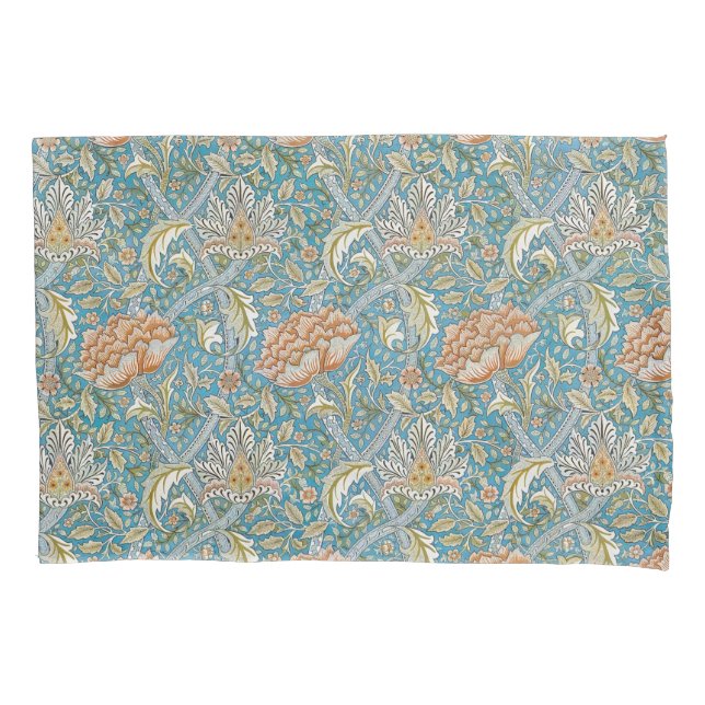 William Morris Windrush Floral Pattern Blue Kissenbezug (Vorderseite)