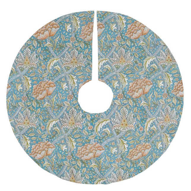 William Morris Windrush Floralmuster Blau Polyester Weihnachtsbaumdecke (Vorderseite)