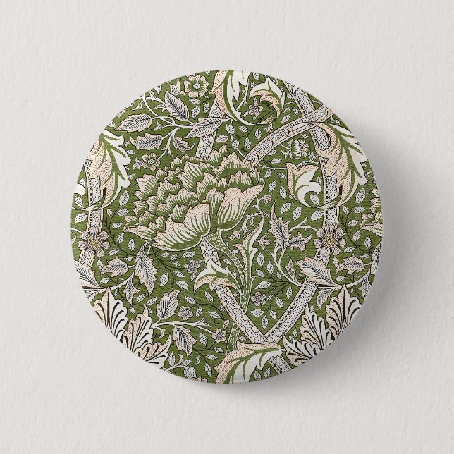 : William Morris Windrush Grünes Muster: Vintage Button (Vorderseite)