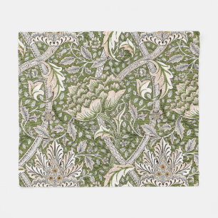 : William Morris Windrush Grünes Muster: Vintage Fleecedecke