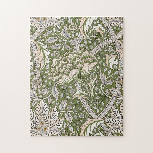 : William Morris Windrush Grünes Muster: Vintage Puzzle (Vertikal)