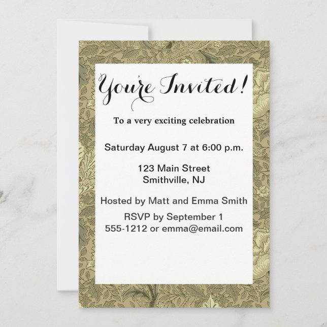 William Morris Windrush Wallpaper Pattern Einladung (Vorderseite)