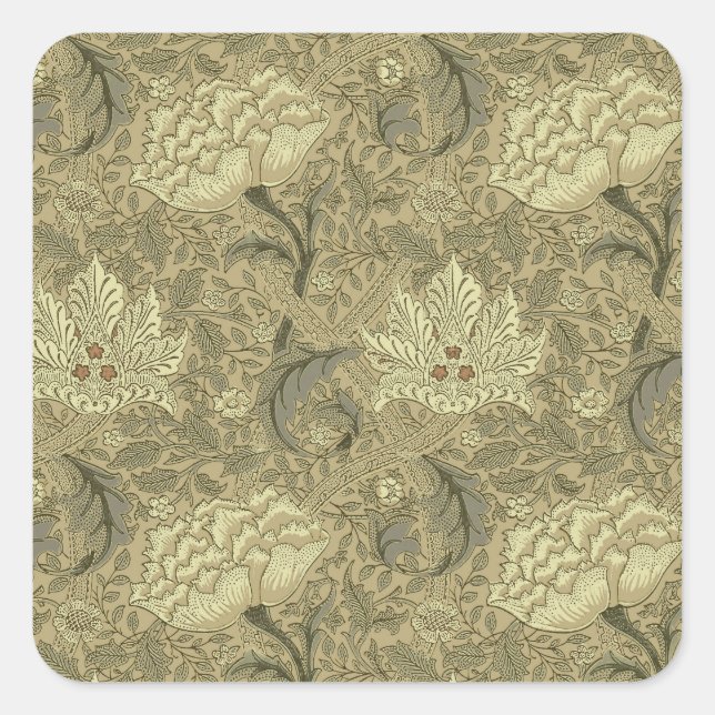 William Morris Windrush Wallpaper Pattern Quadratischer Aufkleber (Vorderseite)